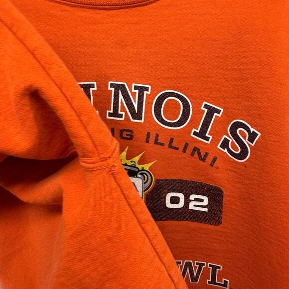 Vintage Illinois Fighting Illini Sweatshirt Men's XL Orange Distressed Boxy y2k - Picture 10 of 13